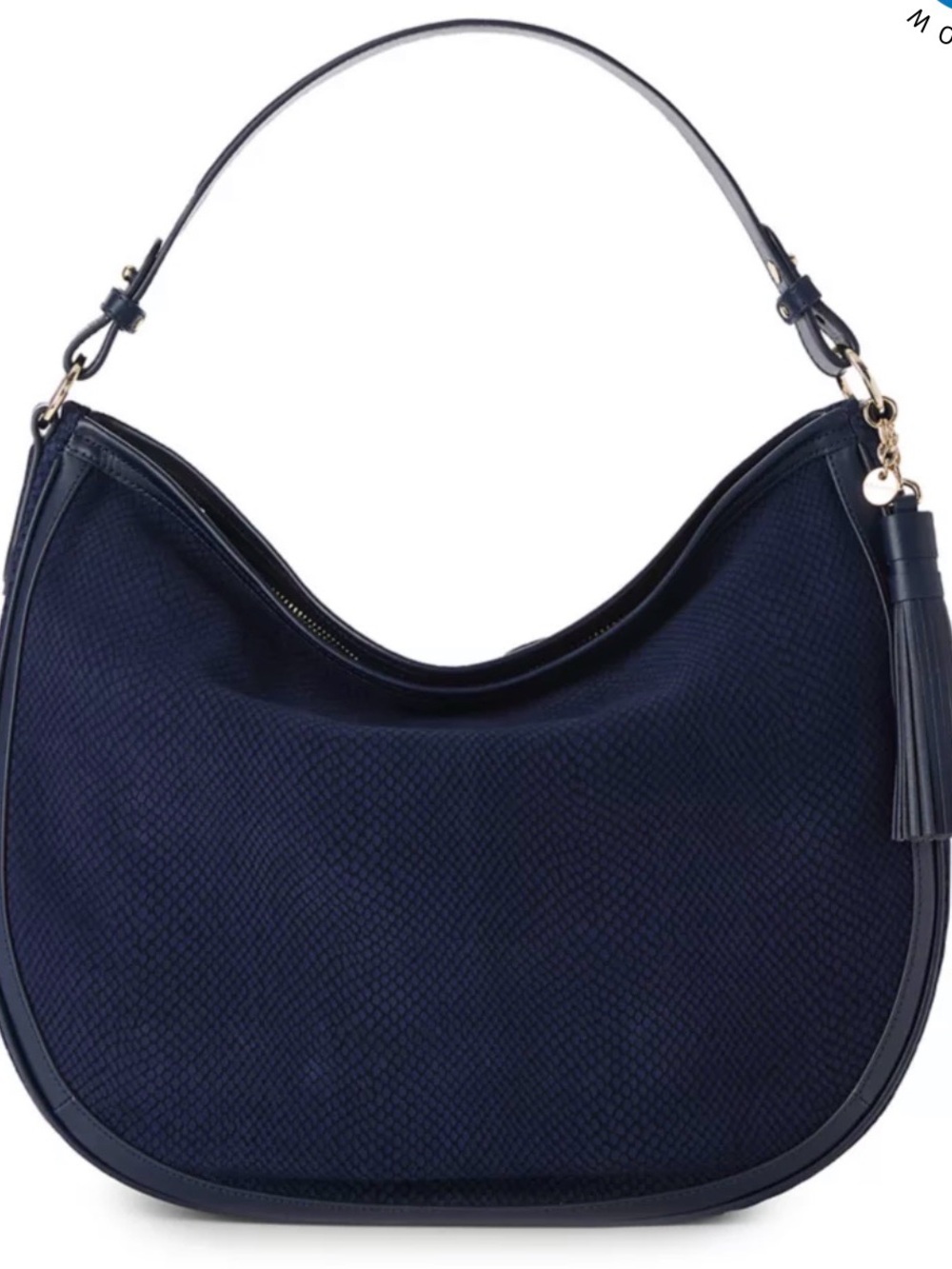 Brahmin Navy Hobo Shoulder Bag with Tassel